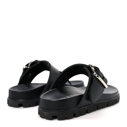 Prada EVA Rubber Thong Buckle Fussbett Sandals 36 Black 5 of 11