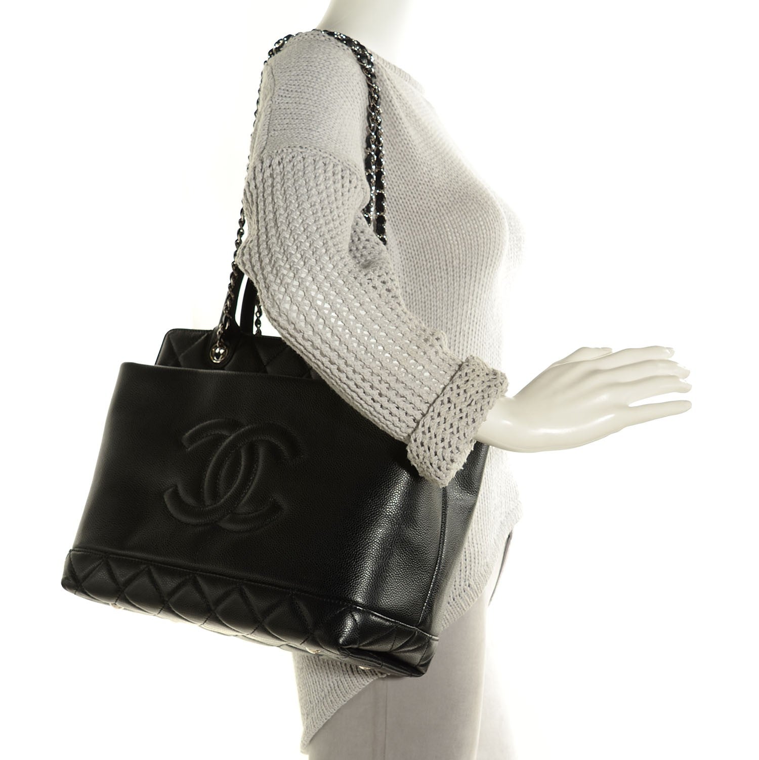 Chanel Caviar Medium Soft CC Top Handle Tote Black 2 of 8