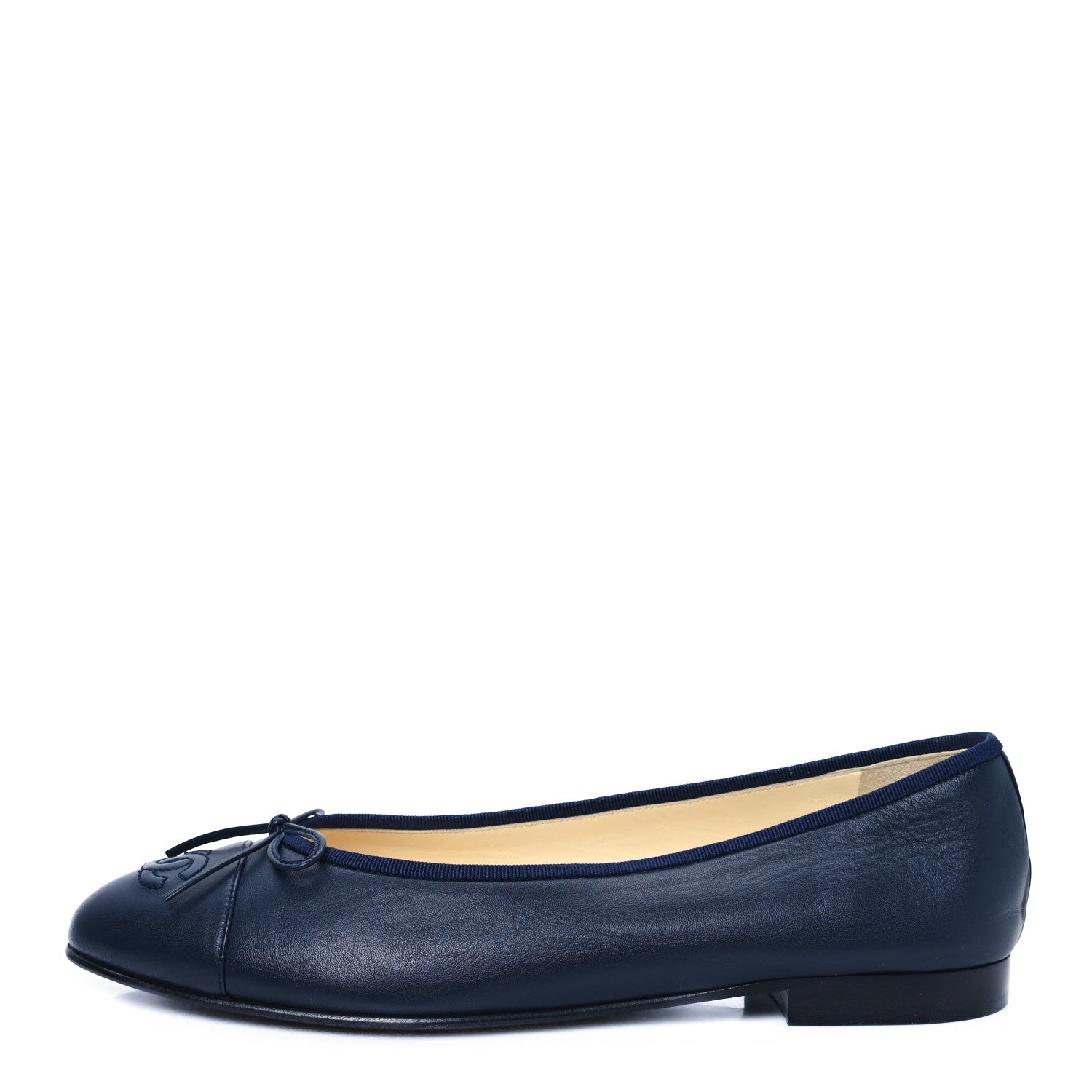 Chanel Lambskin CC Cap Toe Ballerina Flats 41 Navy 1 of 8