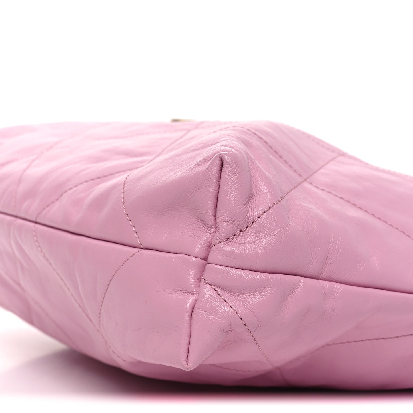 Shiny Calfskin Quilted Chanel 22 Drawstring Bag Pink