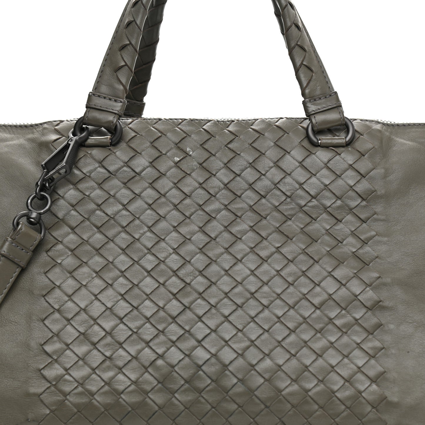 Calfskin Intrecciato Large Leggero Tote Kaki Fondente