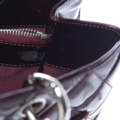 Chanel Patent Quilted Grand Shopping Tote GST Dark Bordeaux 12 of 17
