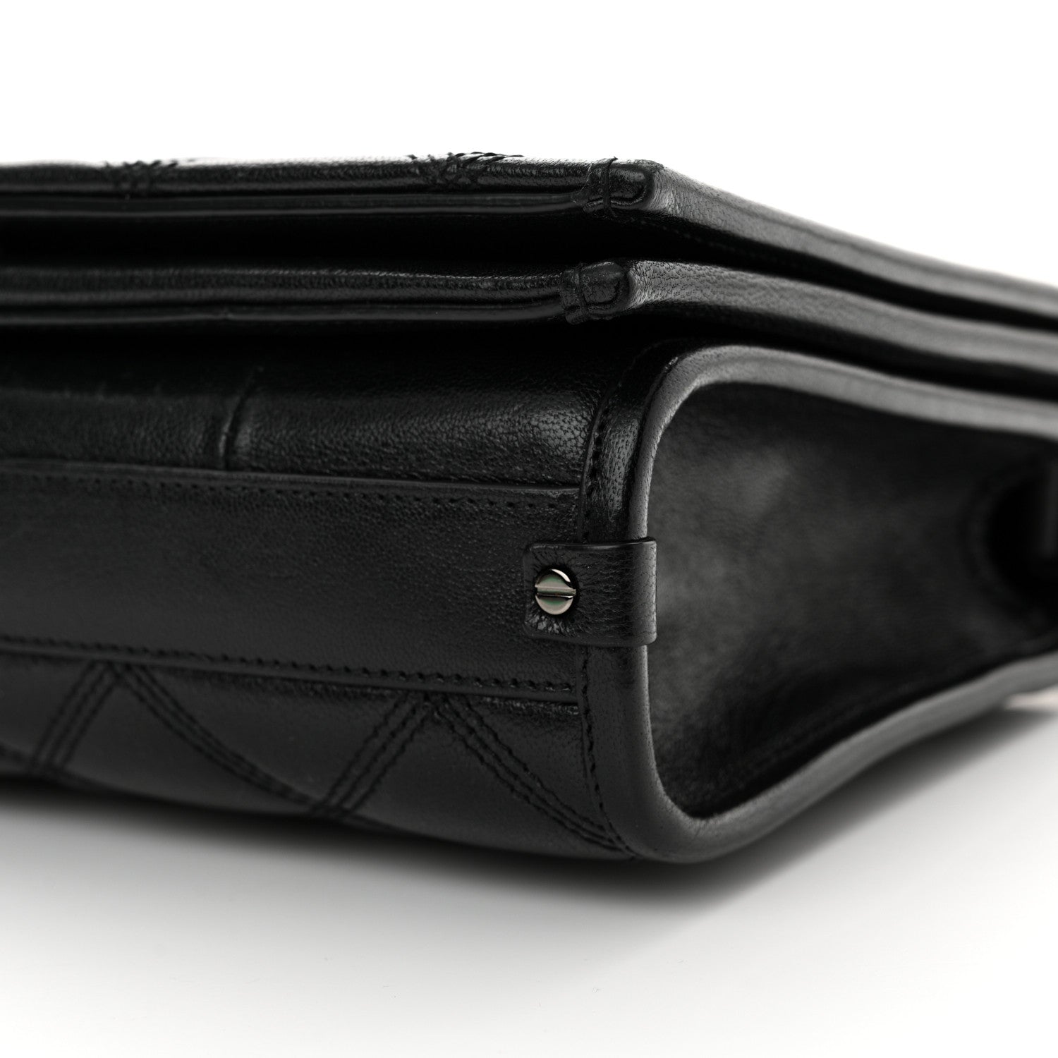 Saint Laurent Lambskin Diamond Quilted Becky Chain Wallet Black 9 of 10