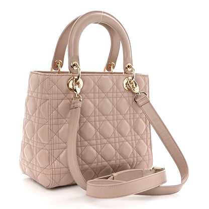 Christian Dior Lambskin Cannage Medium Lady Dior Rose Poudre 3 of 10