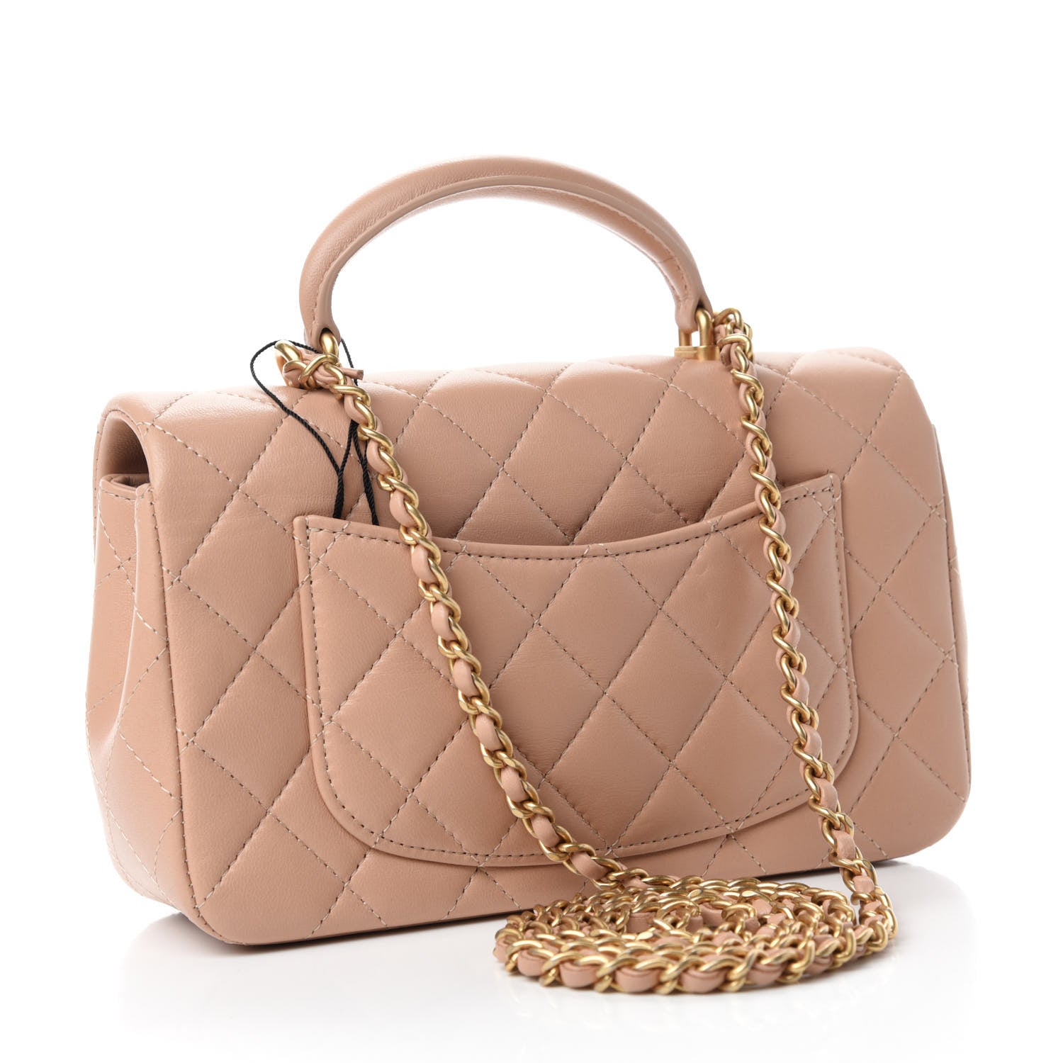 Chanel Lambskin Quilted Mini Top Handle Rectangular Flap Beige 3 of 11