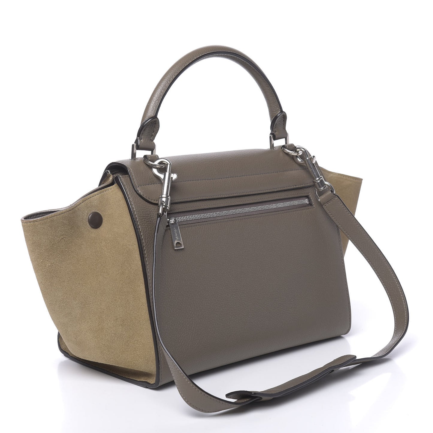 Drummed Calfskin Suede Small Trapeze Souris