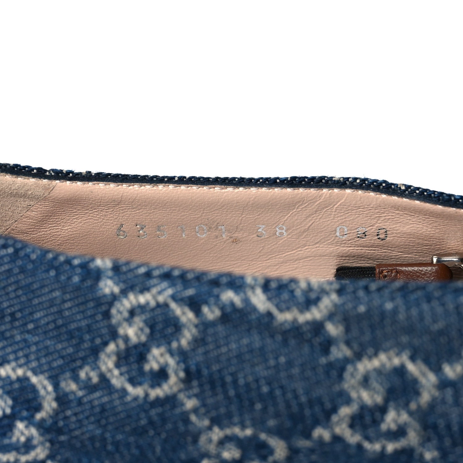 Gucci New Denim GG Monogram Deva Horsebit Chain Embellished Flats 38 Blue Tea 8 of 8