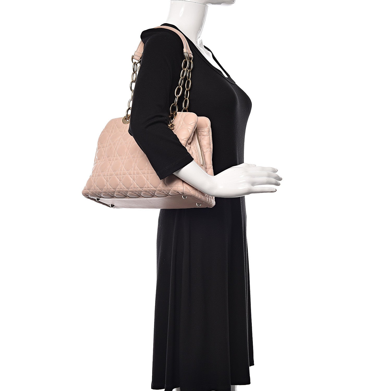 Christian Dior Lambskin Cannage Small Dior Soft Zipped Shopping Tote Light Pink 2 of 10