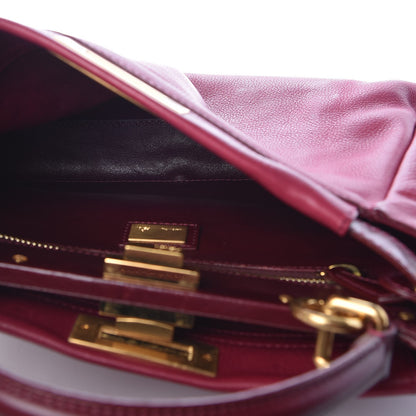 Fendi Vitello Saddle Medium Peekaboo Iconic Satchel Melograno Ciliegia 7 of 11