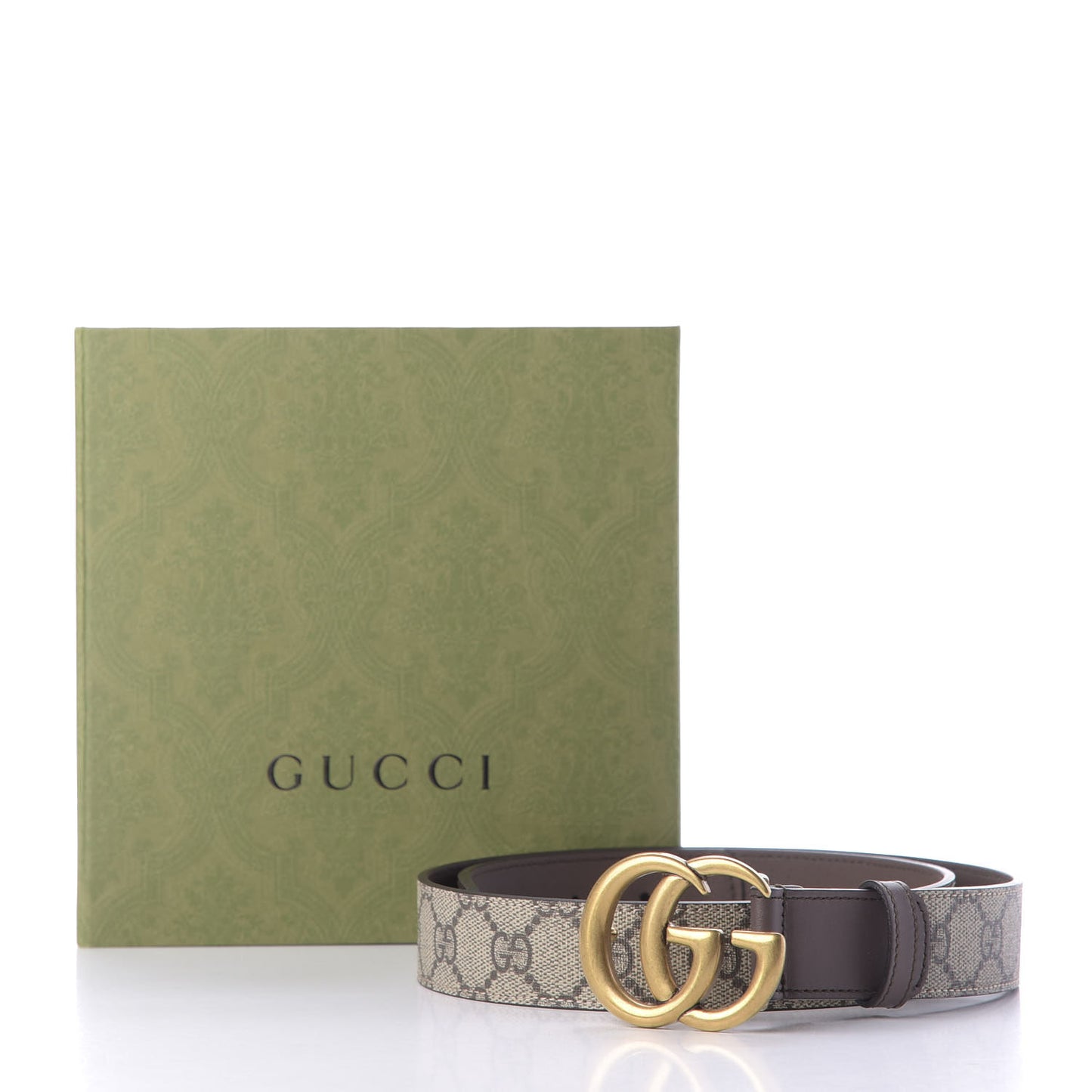 GG Supreme Monogram Matte Plutone Calfskin Double G 30mm Belt 85 34 Beige Ebony New Acero