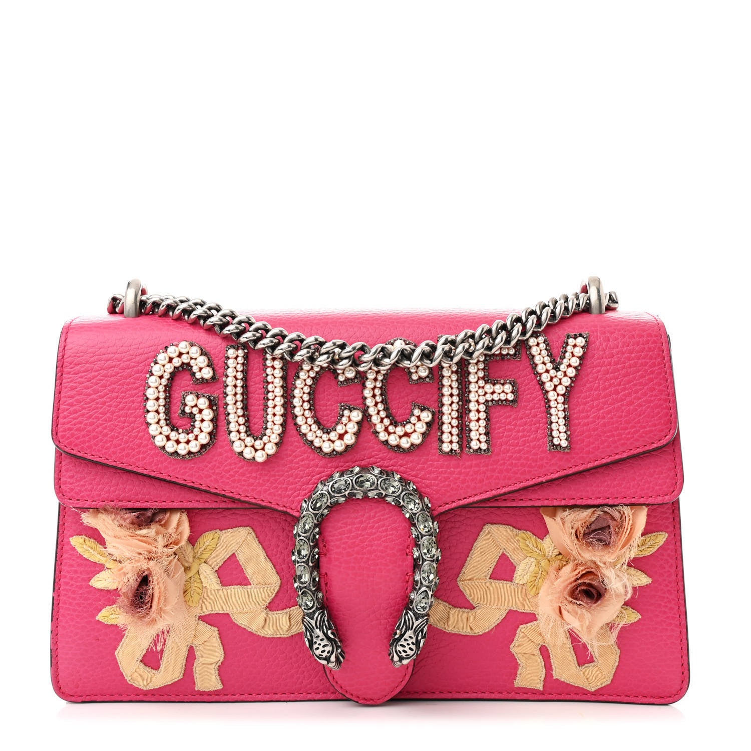 Gucci Pebbled Calfskin Embellished Guccify Small Dionysus Shoulder Bag Rosa 1 of 13