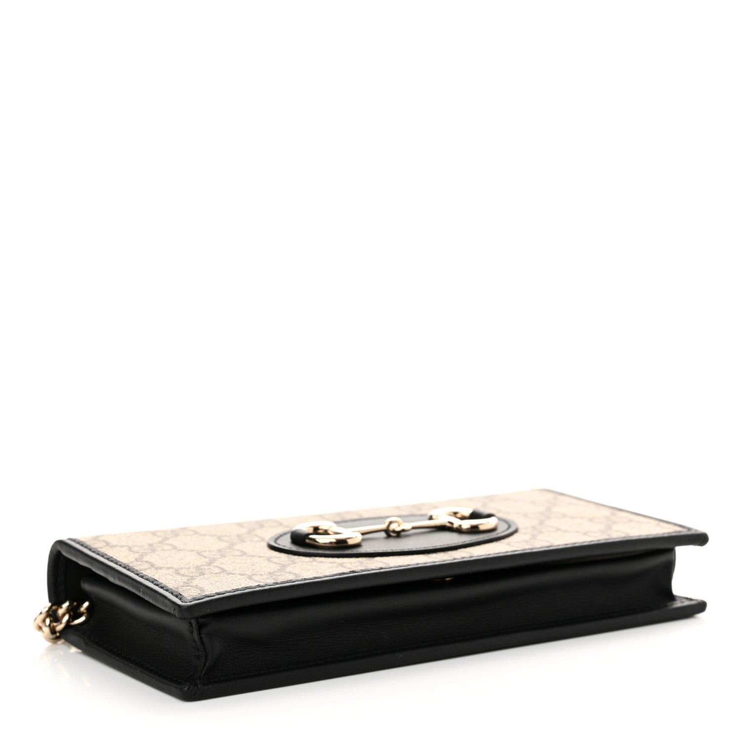 Gucci GG Supreme Monogram Azalea Calfskin Horsebit 1955 Wallet On Chain Beige Black 4 of 11