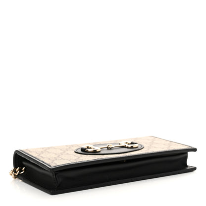 Gucci GG Supreme Monogram Azalea Calfskin Horsebit 1955 Wallet On Chain Beige Black 4 of 11