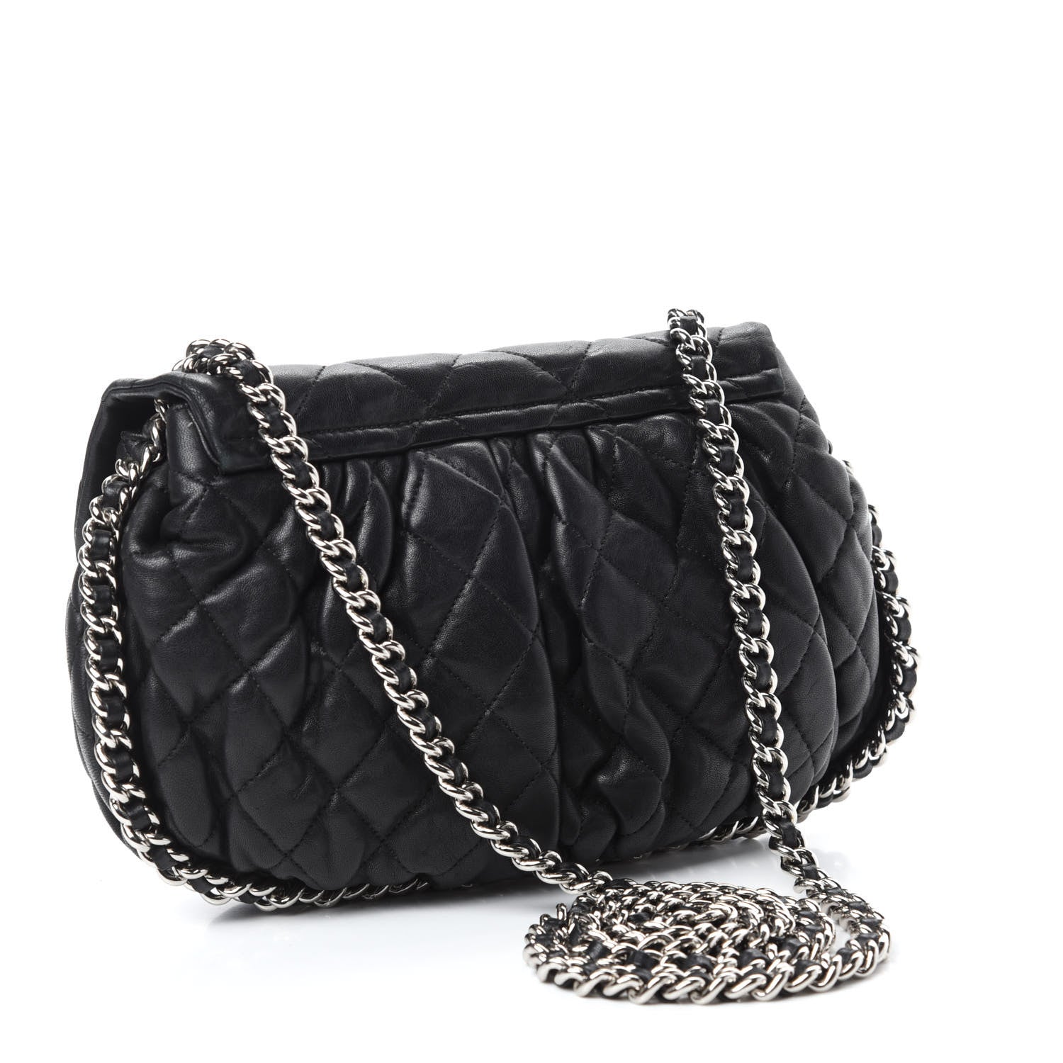 Chanel Washed Lambskin Quilted Medium Chain Around Messenger Black 3 of 20