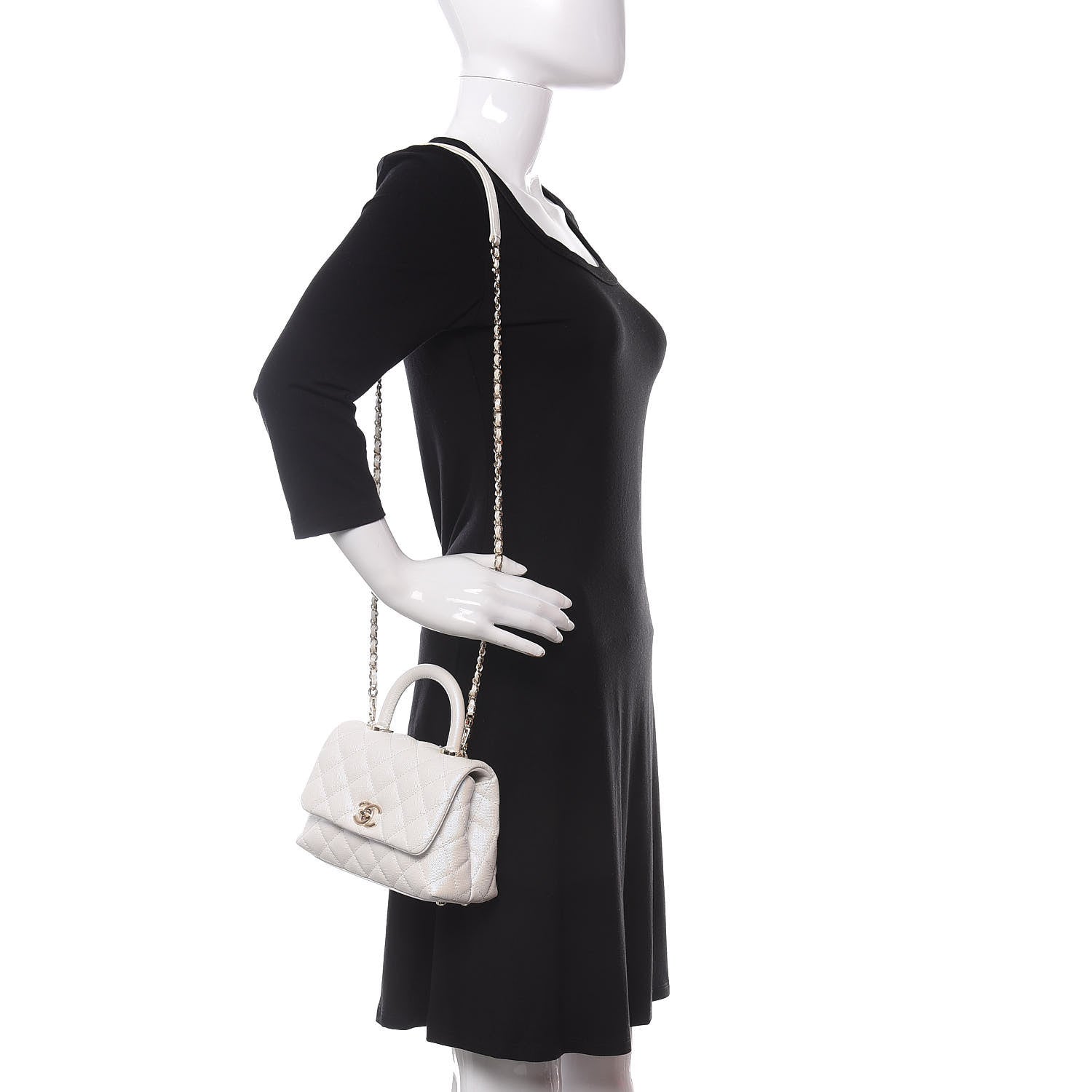 Chanel Iridescent Caviar Quilted Extra Mini Coco Handle Flap Ivory 2 of 10