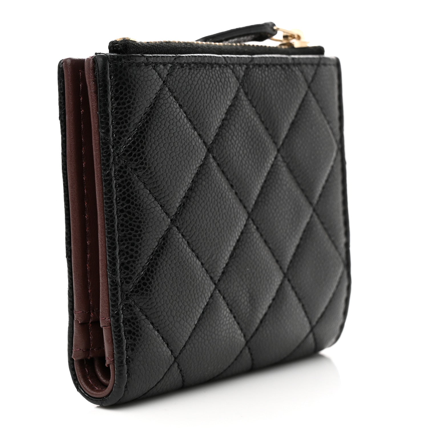Chanel Caviar Quilted CC Zip Compact Wallet Black 3 of 9