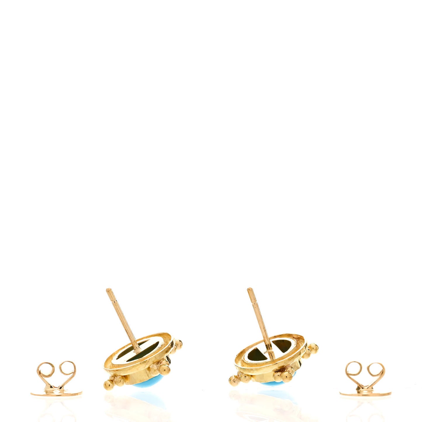 19K Yellow Gold Turquoise Stud Earrings