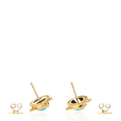 Elizabeth Locke 19K Yellow Gold Turquoise Stud Earrings 3 of 4