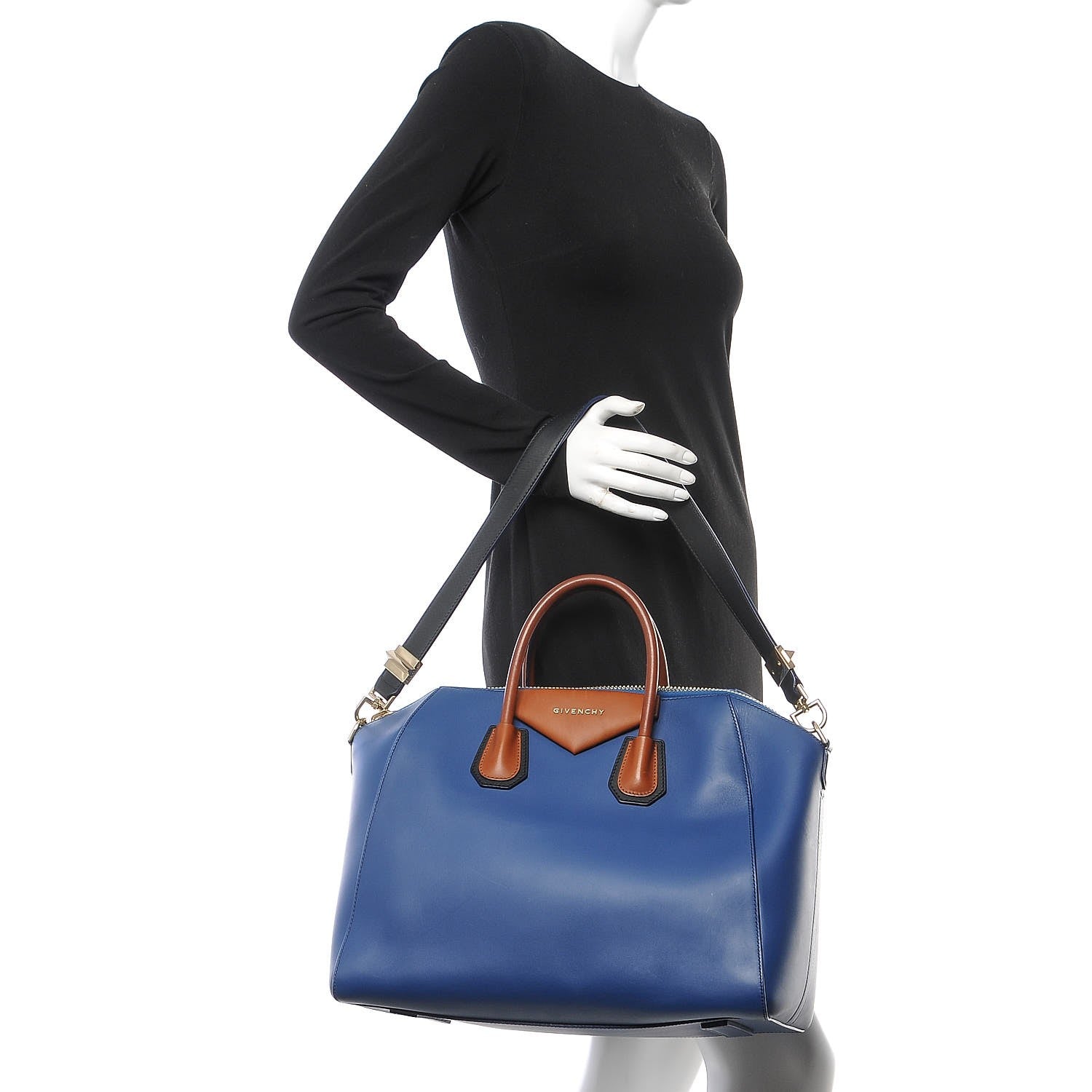 Givenchy Smooth Calfskin Medium Tri-Color Antigona Bright Blue Camel Black 2 of 10