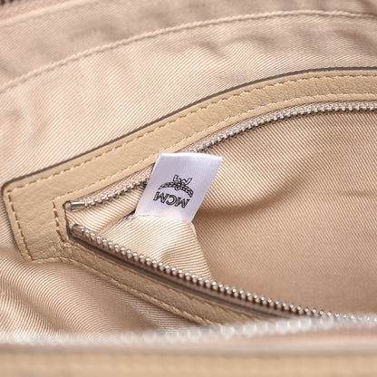 MCM Calfskin Ottomar Monogram Medium Klara Top Zip Tote New Beige 7 of 12