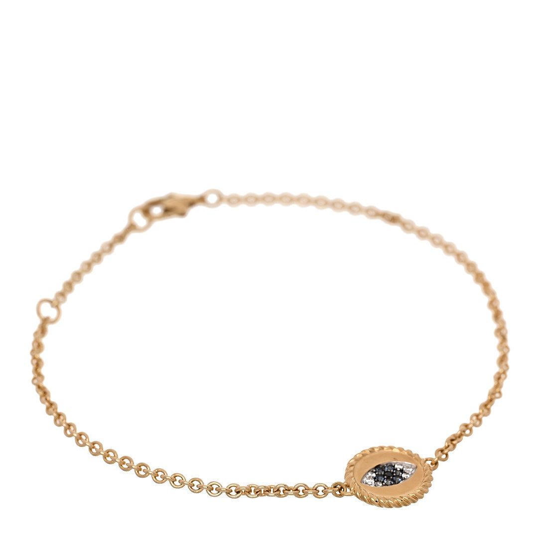 David Yurman 18K Yellow Gold Diamond Blue Sapphire Cable Collectibles Evil Eye Bracelet 1 of 4
