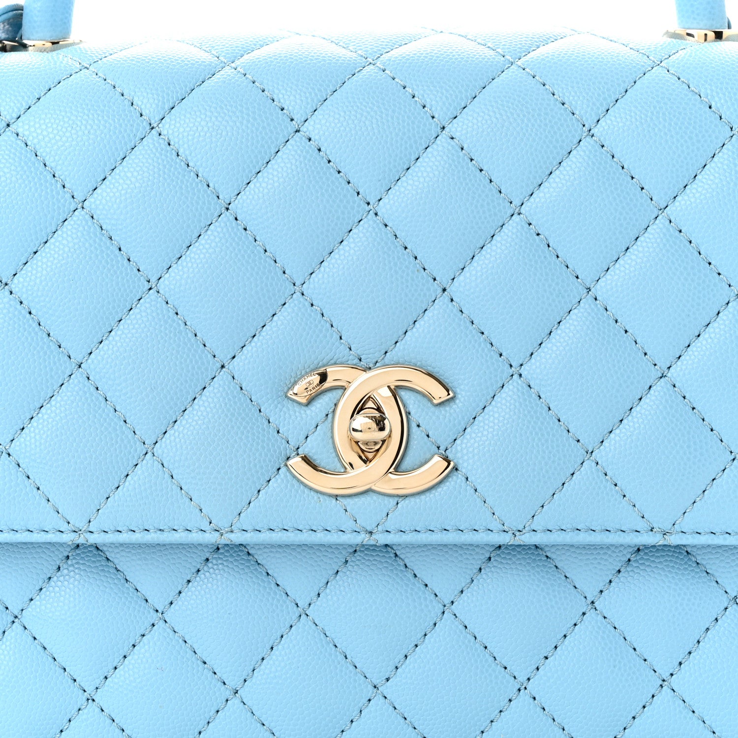 Chanel Caviar Quilted Small Coco Chain Handle Flap Light Blue 8 of 11