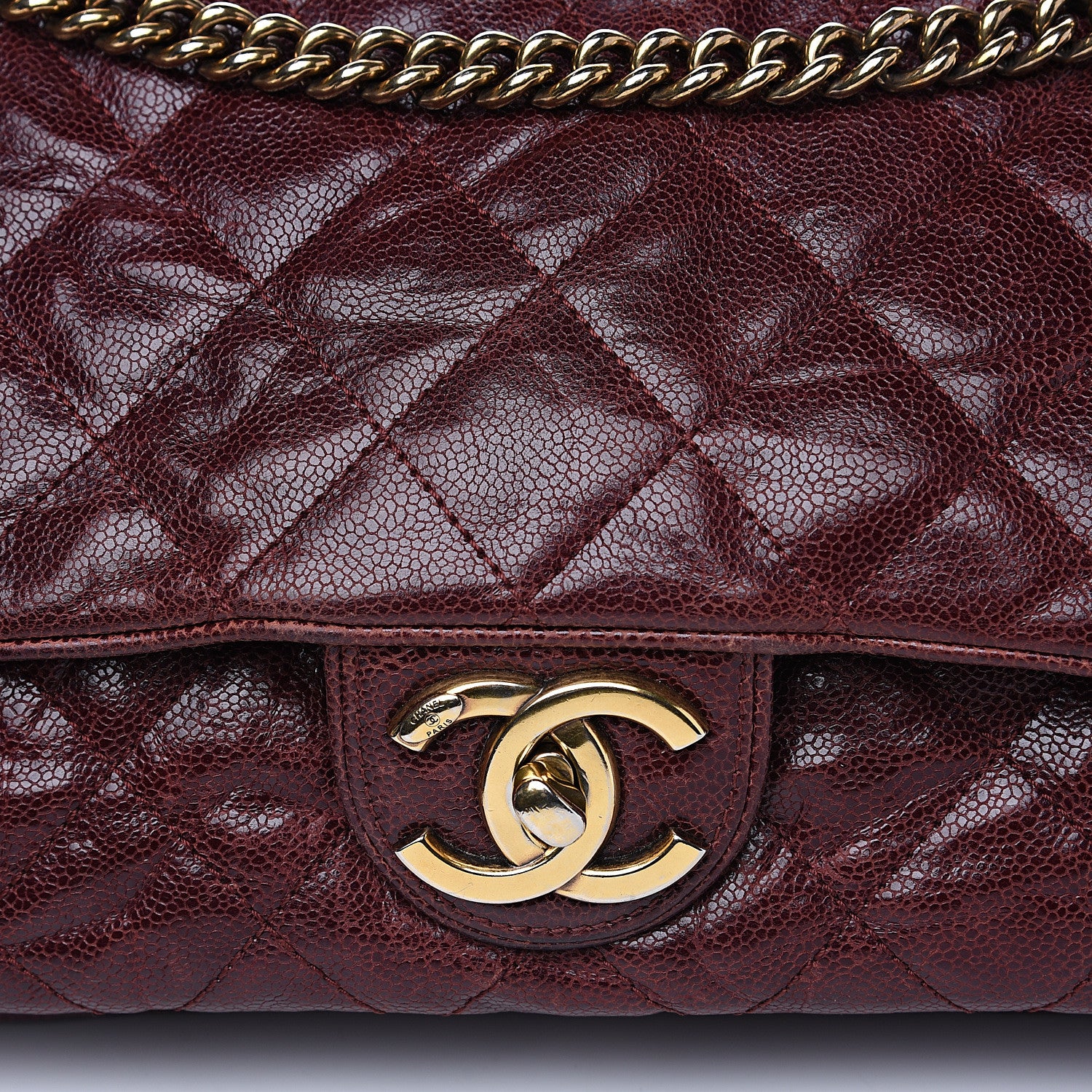Chanel Crumpled Grained Calfskin Quilted Maxi Shiva Flap Bordeaux 12 of 13