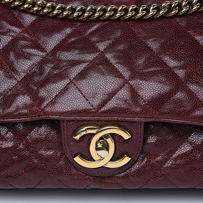 Chanel Crumpled Grained Calfskin Quilted Maxi Shiva Flap Bordeaux 12 of 13