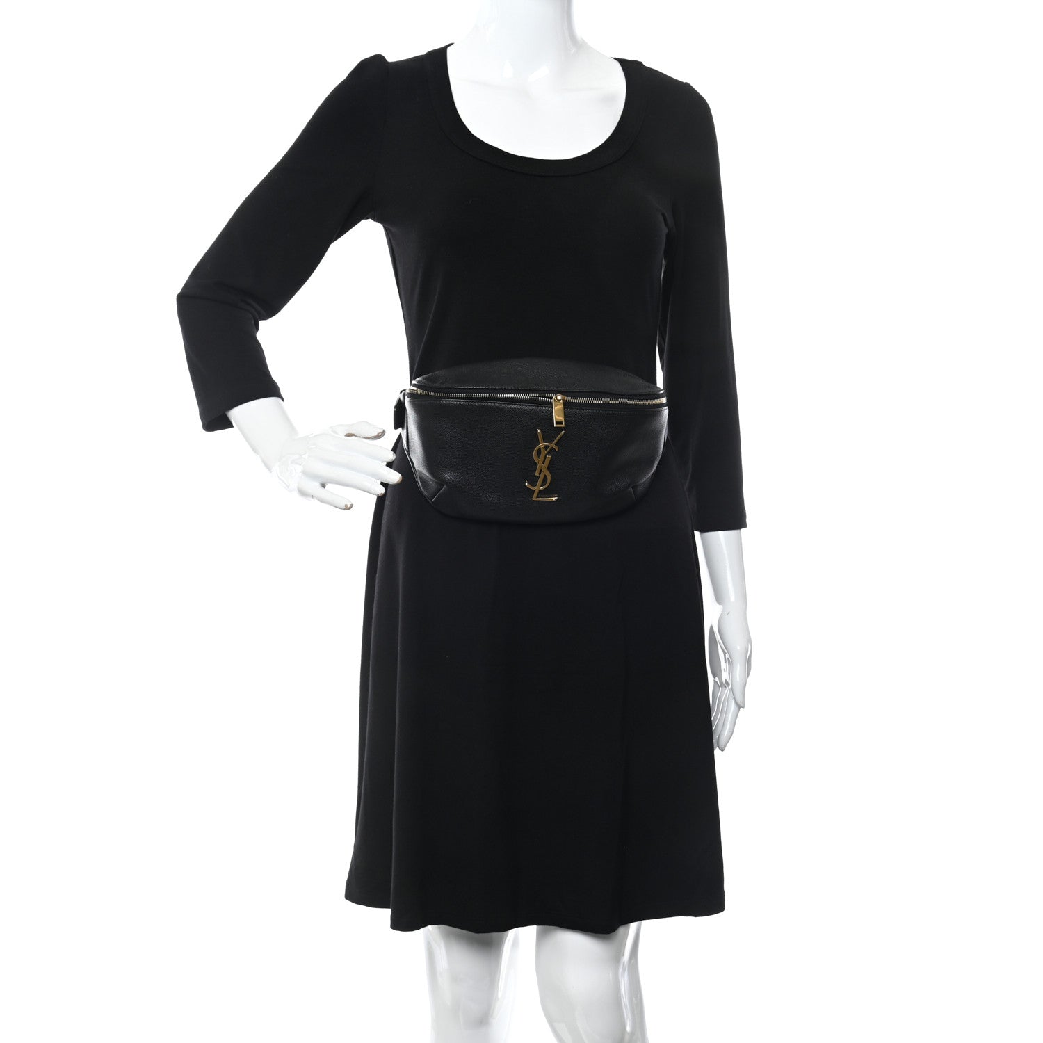 Saint Laurent Grain De Poudre Monogram Belt Bag Black 2 of 12