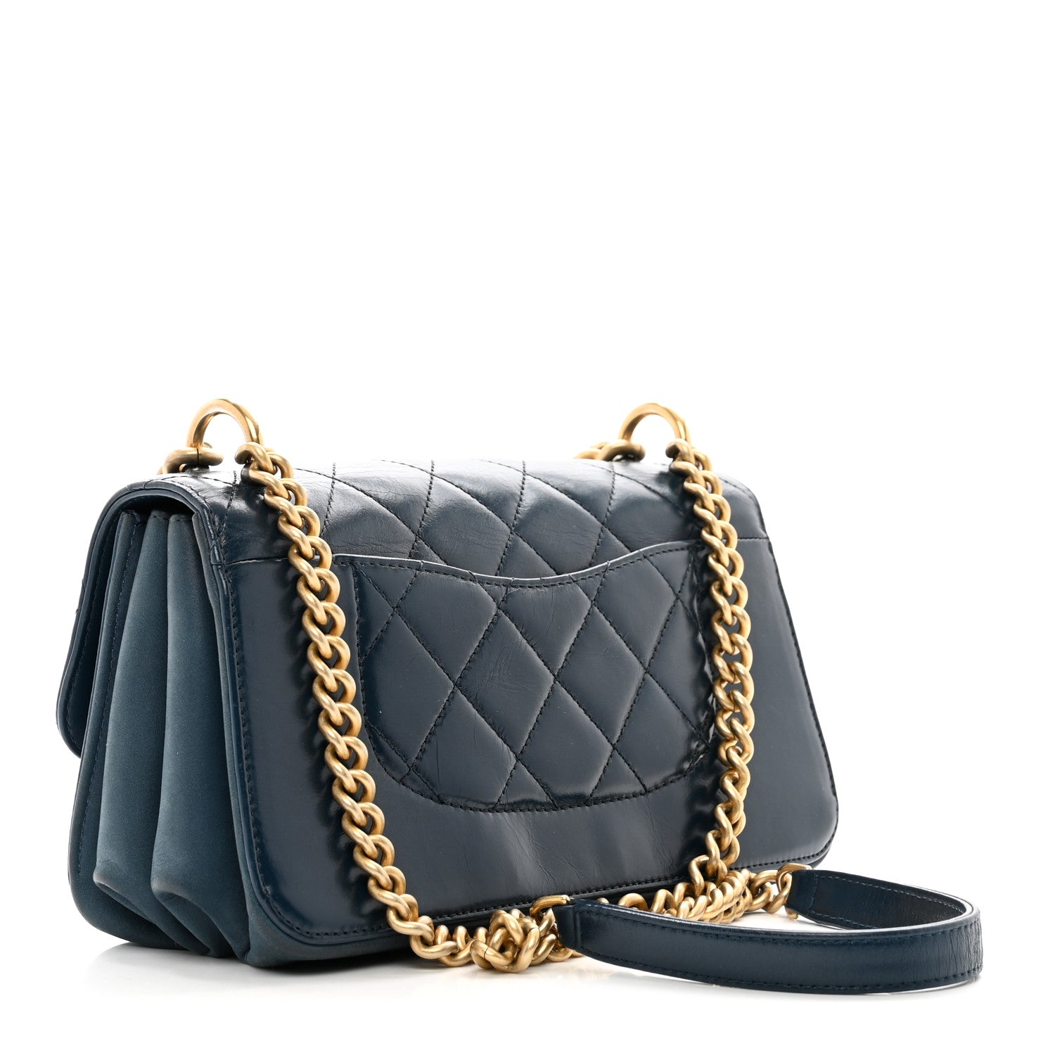 Chanel Glazed Calfskin Quilted Small Straight Lined Flap Blue 3 of 10