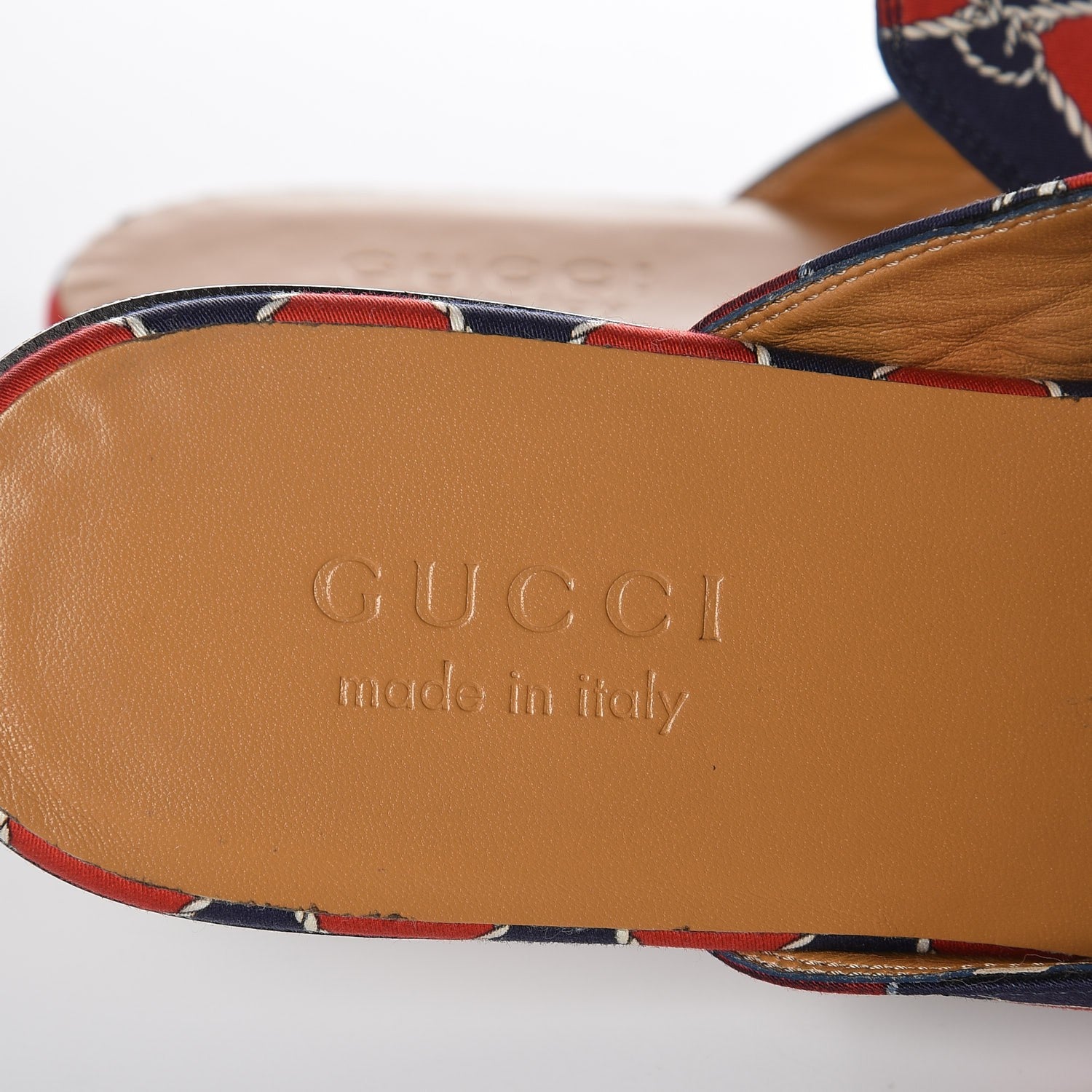 Gucci Mini GG Rhombus Chain Mens Princetown Slippers 7 Royal Bleuett Red 7 of 10