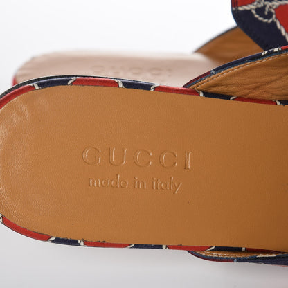 Gucci Mini GG Rhombus Chain Mens Princetown Slippers 7 Royal Bleuett Red 7 of 10
