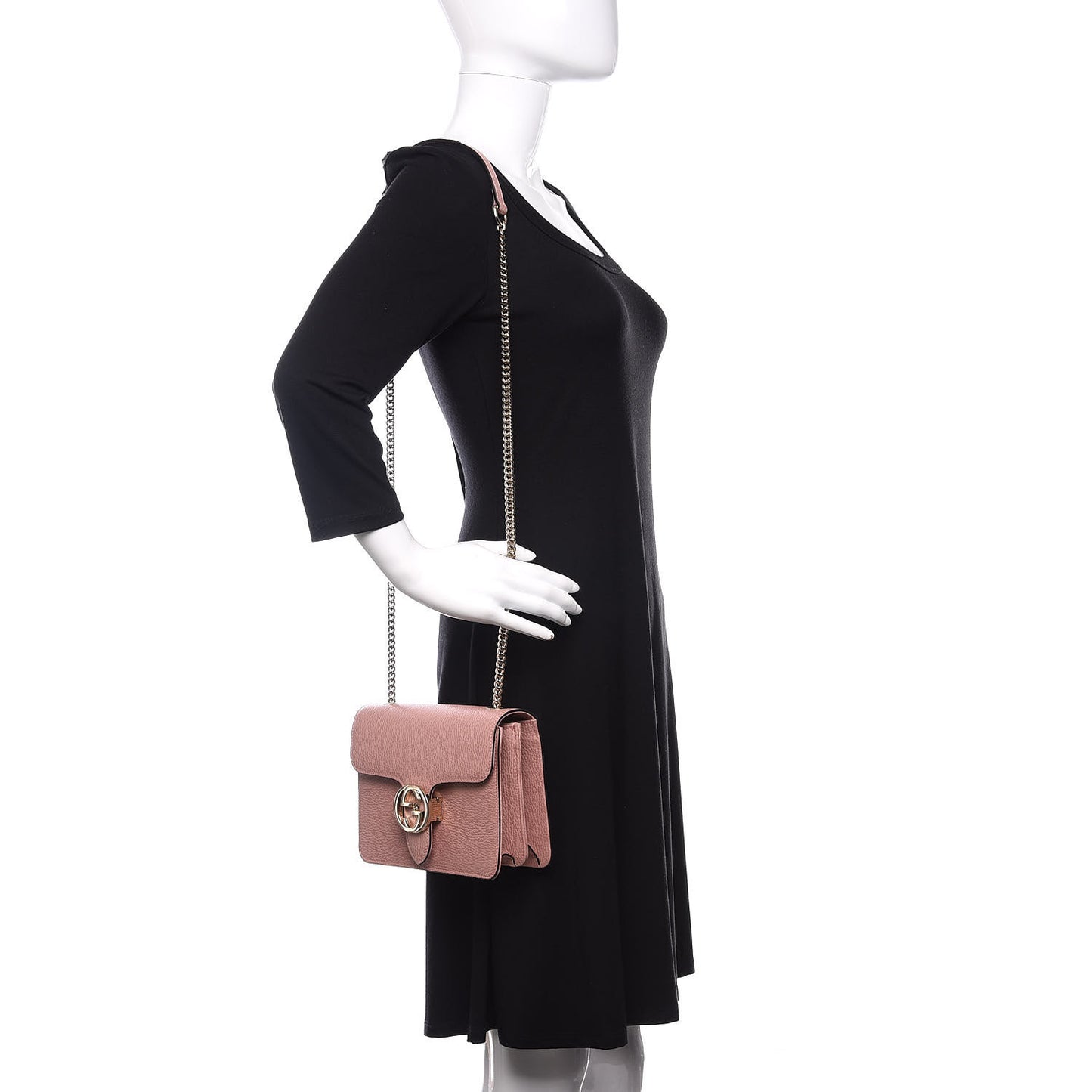 Dollar Calfskin Small Interlocking G Shoulder Bag Soft Pink