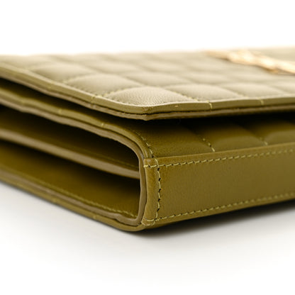 Saint Laurent Lambskin Carre Quilted Cassandre Chain Wallet Olive Drab 9 of 10
