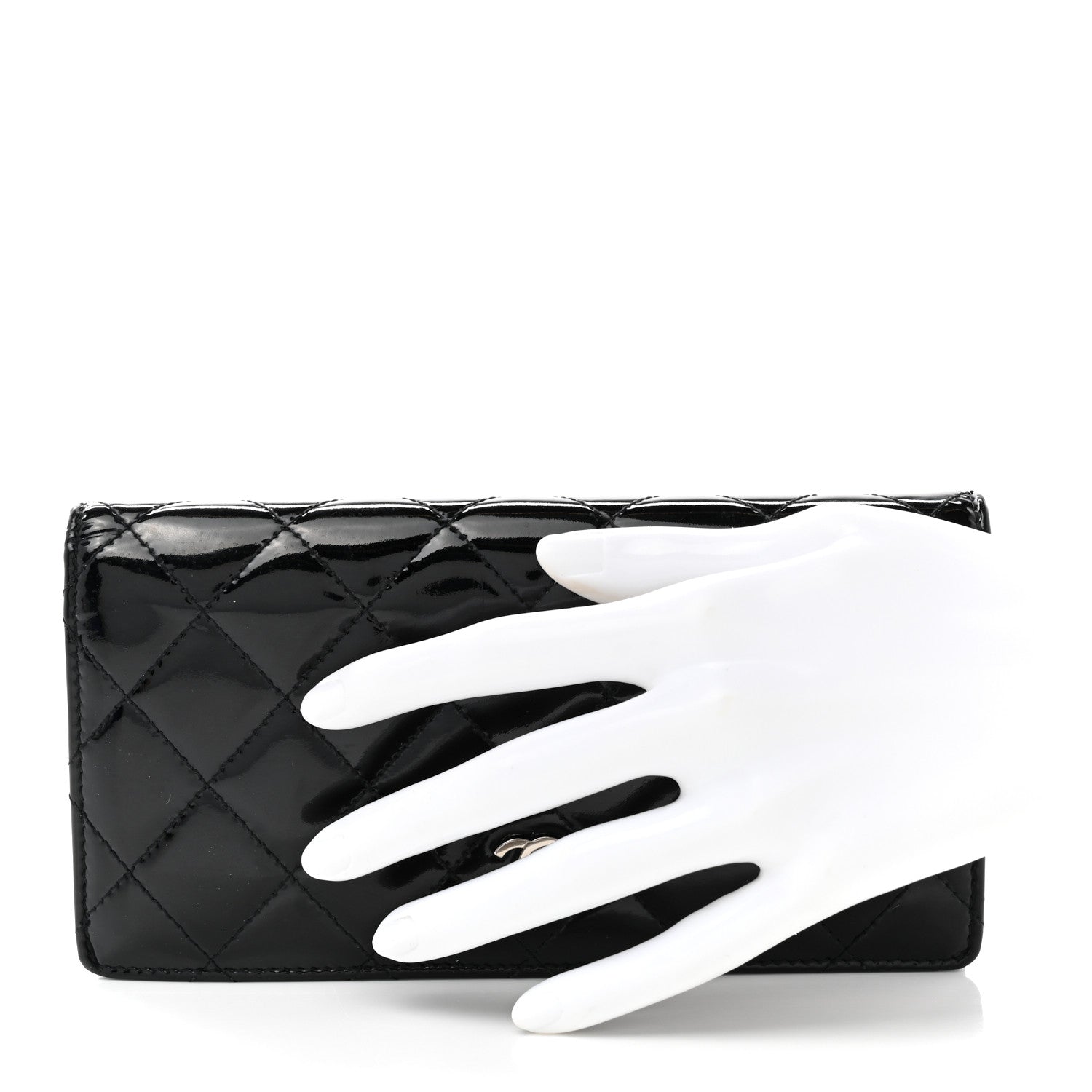 Chanel Patent Calfskin Quilted Yen Wallet Black 2 of 12