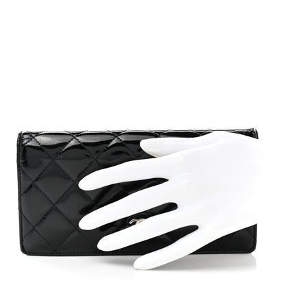 Chanel Patent Calfskin Quilted Yen Wallet Black 2 of 12