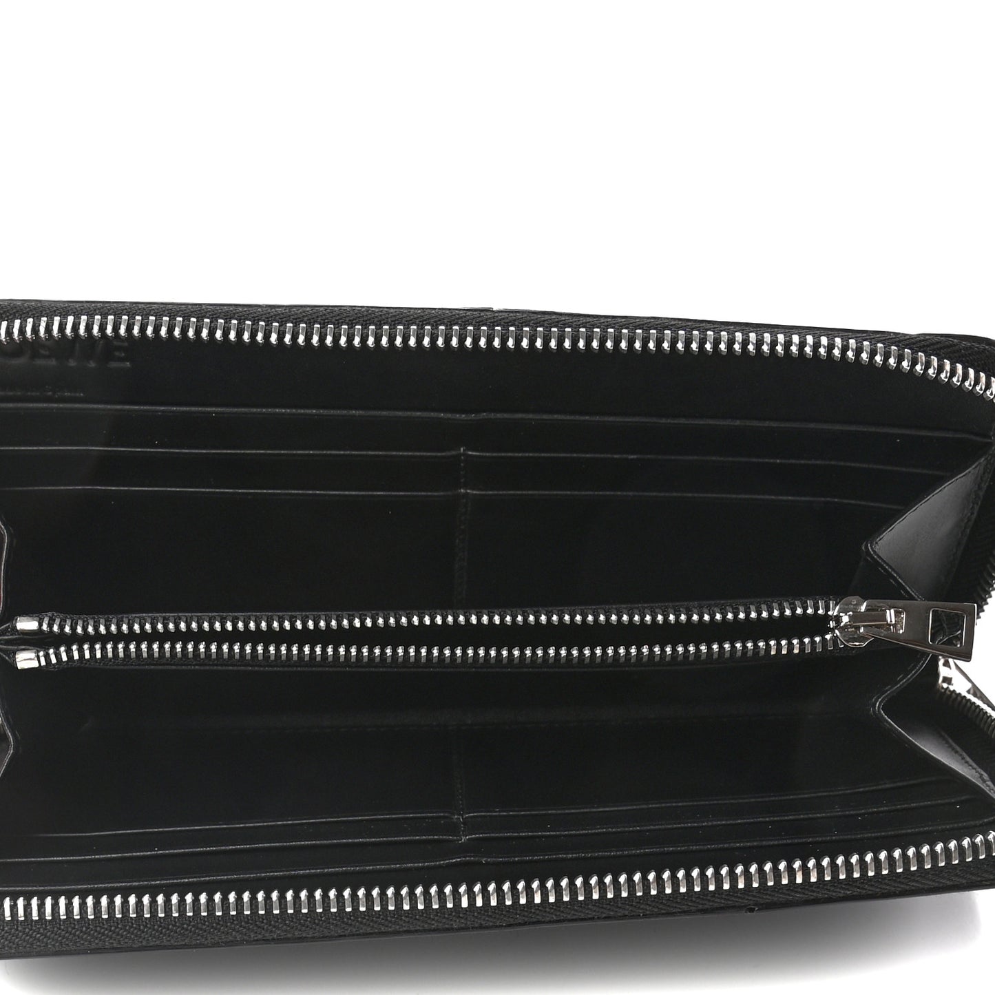 Calfskin Medium Puzzle Zip Around Wallet Black