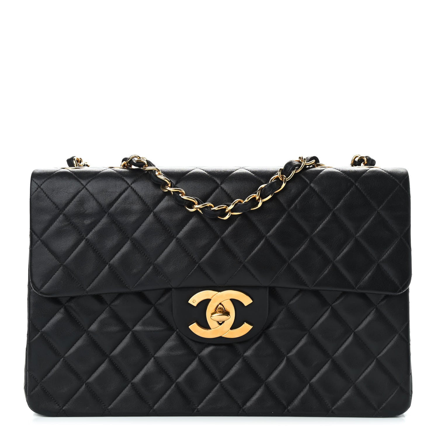 Chanel Lambskin Quilted XL Jumbo Single Flap Black 1 of 10