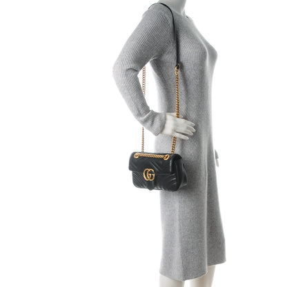 Gucci Calfskin Matelasse Mini GG Marmont Shoulder Bag Black 2 of 7