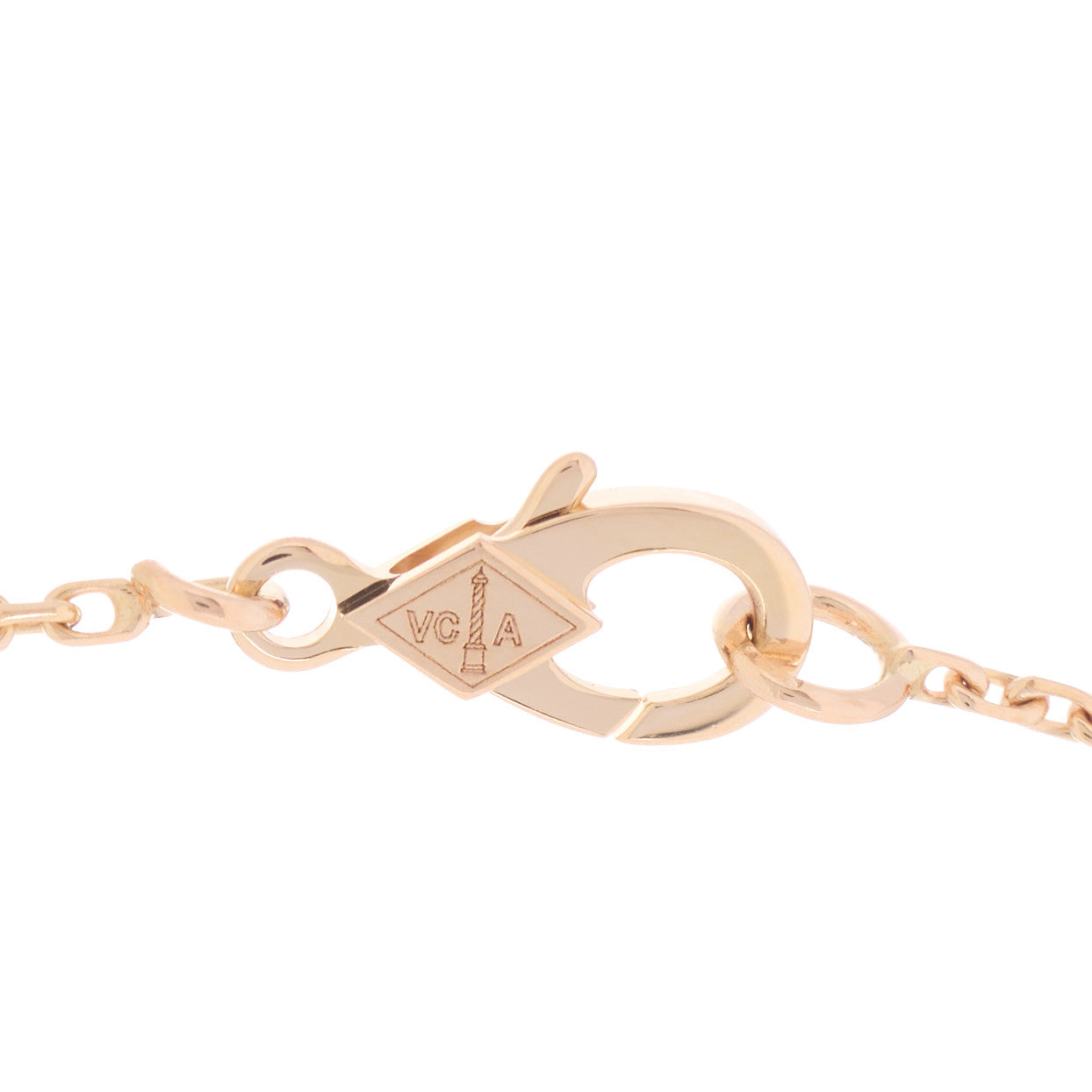 Van Cleef & Arpels 18K Rose Gold Diamond Bulls Eye Vintage Alhambra Pendant Necklace 4 of 5