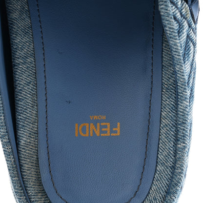 Fendi Denim Jacquard FF Womens Fendi Feel Buckled Mules 38 Blue 9 of 11