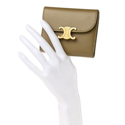 Celine Shiny Calfskin Small Triomphe Wallet Olive 2 of 8