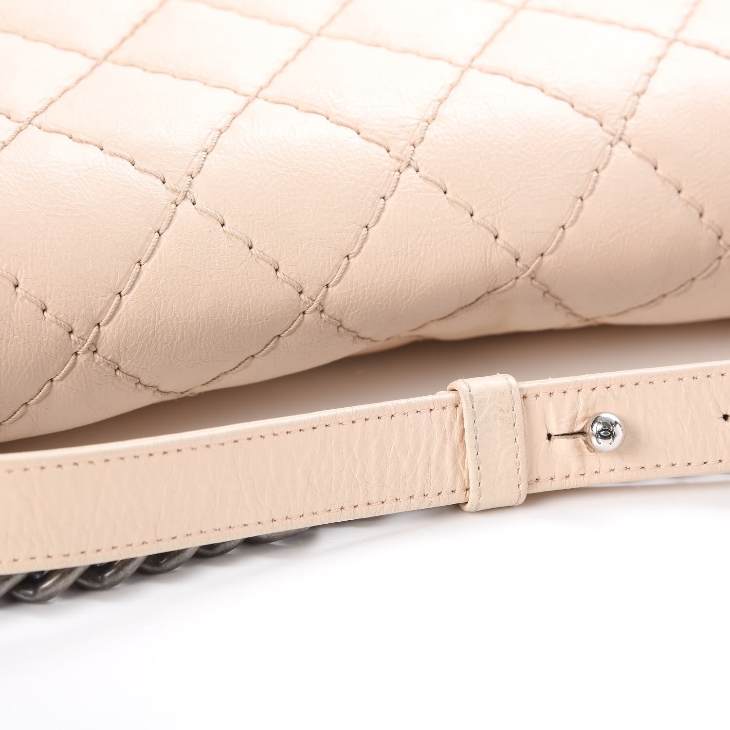 Chanel Calfskin Quilted Double Stitch Medium Boy Flap Beige 16 of 16