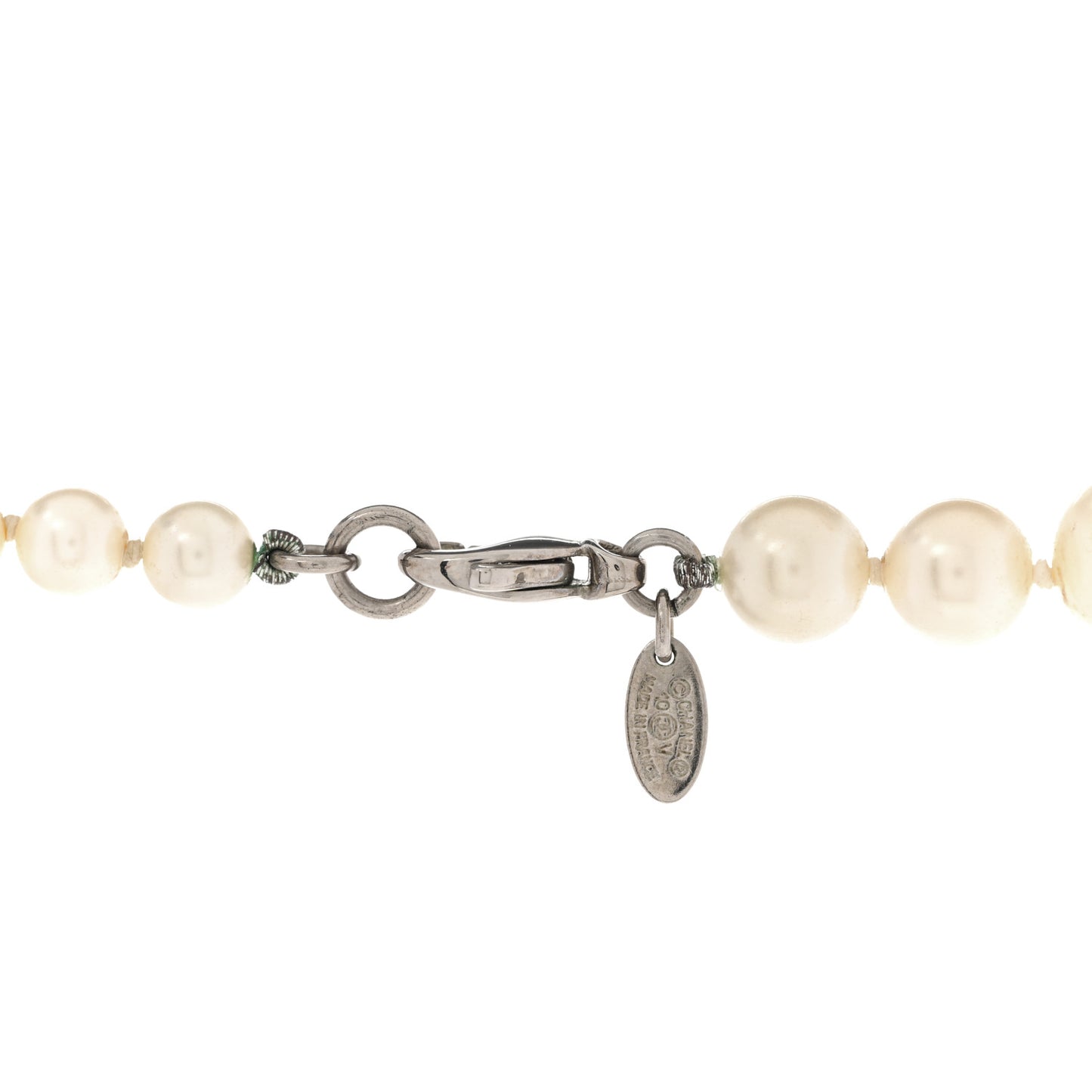 Graduated Pearl CC Long Necklace Gold