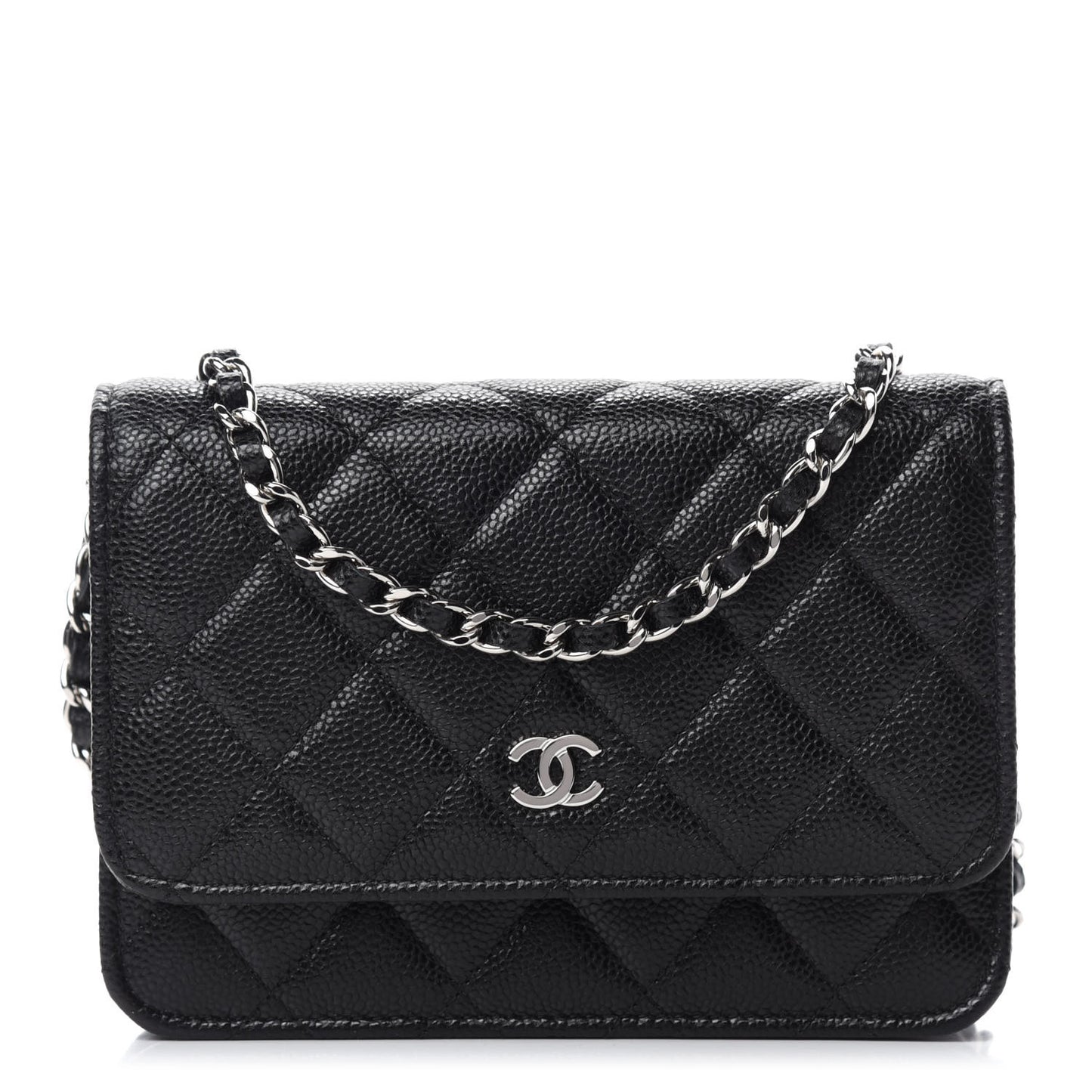 Caviar Quilted Mini Wallet On Chain WOC Black