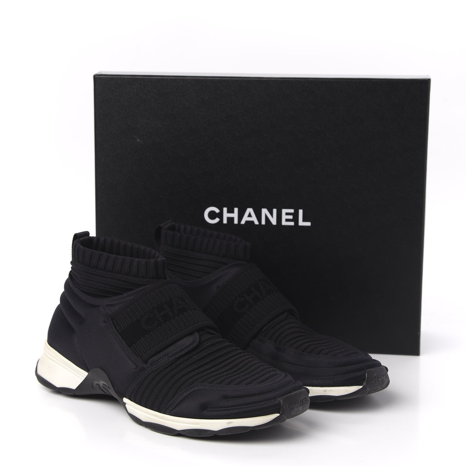 Chanel Stretch Fabric CC Sneakers 38 Black 8 of 8