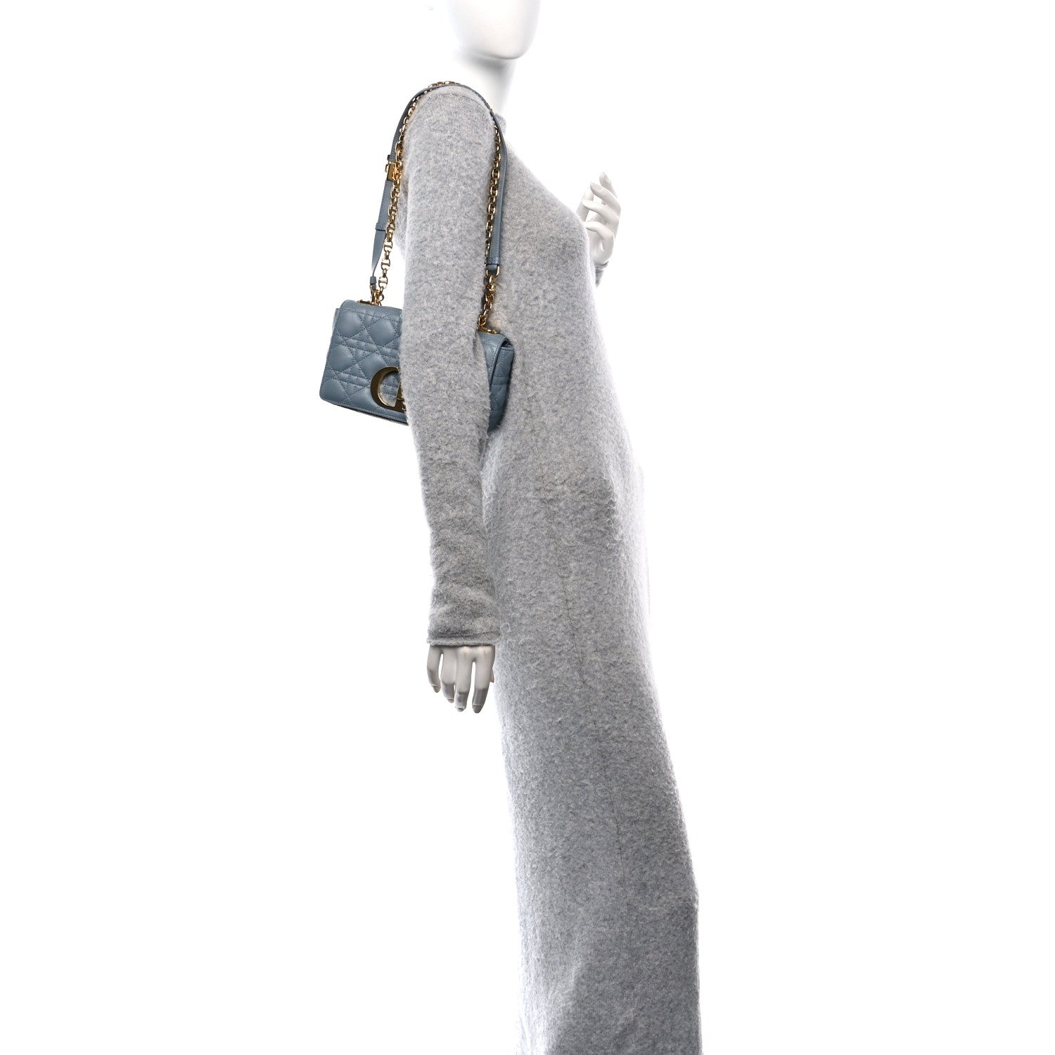 Christian Dior Calfskin Cannage Small Caro Bag Cloud Blue 2 of 15