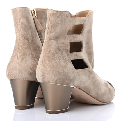 Chanel Suede Calfskin CC Cutout Short Boots 41 Beige 3 of 4