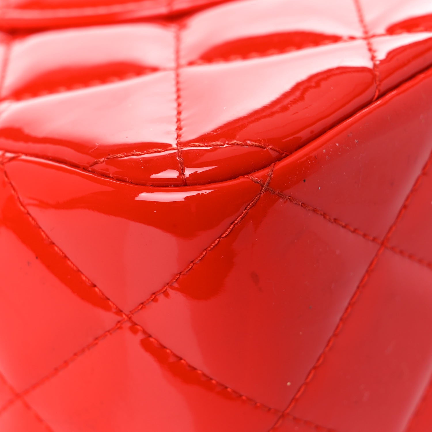 Chanel Patent Quilted Jumbo Double Flap Red 10 of 13