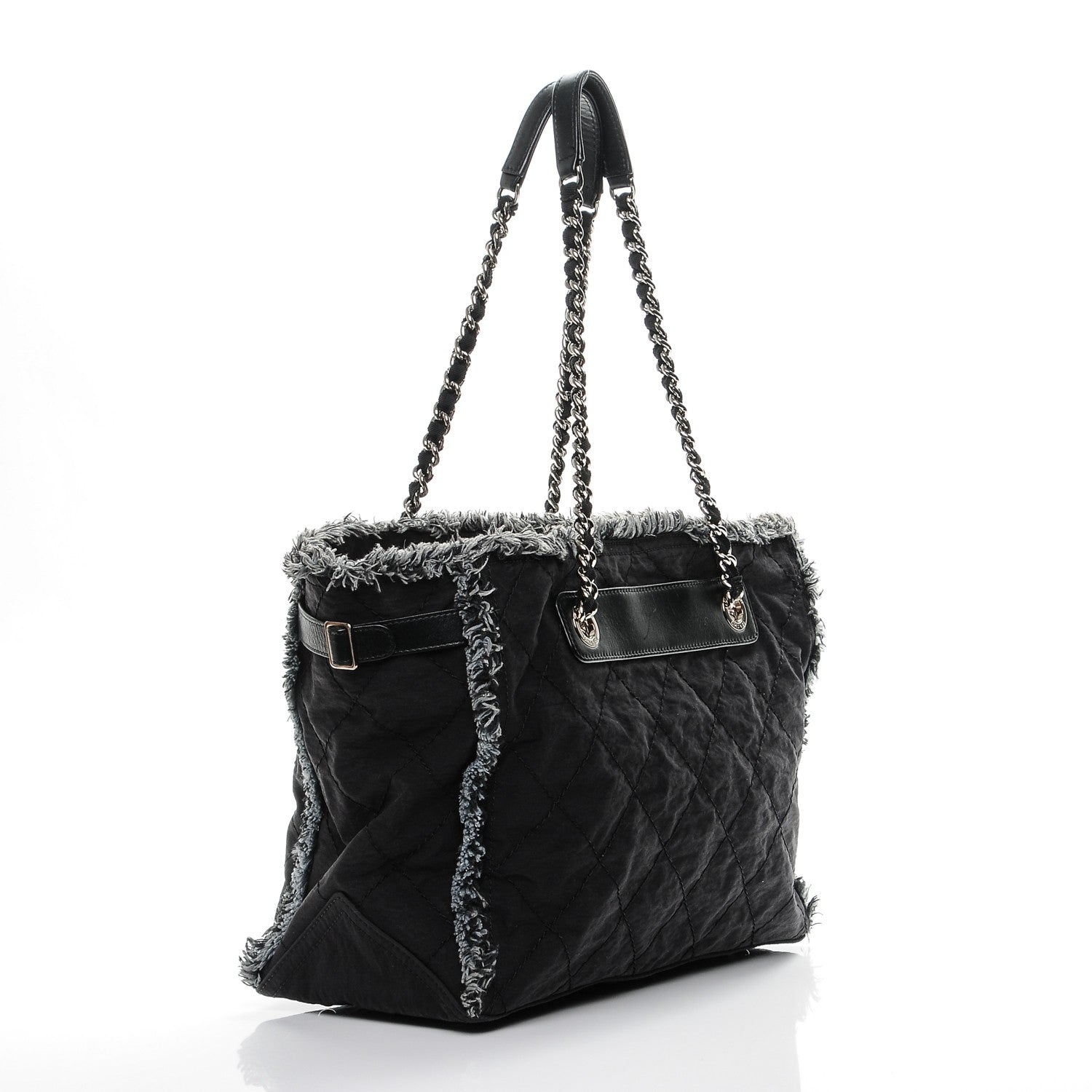 Chanel Canvas Stitched Tweed Large Tote Black 3 of 7